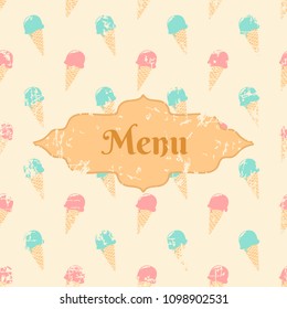 menu with ice creams