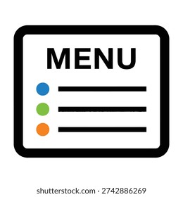 Menu icon with black lines and colored dots on white background