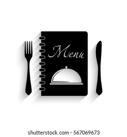 Menu icon - black vector illustration with  shadow