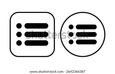Menu icon. Black vector illustration.