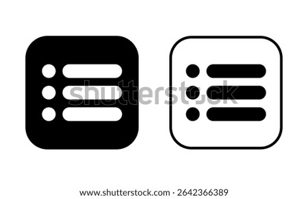 Menu icon. Black vector illustration.