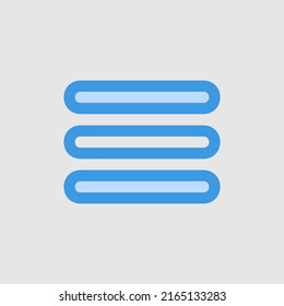 Icono de menú en azul sobre lo esencial, uso para presentación de aplicaciones móviles del sitio web