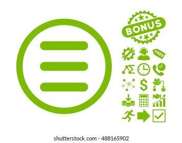 Menu icon with bonus icon set. Vector illustration style is flat iconic symbols, eco green color, white background.