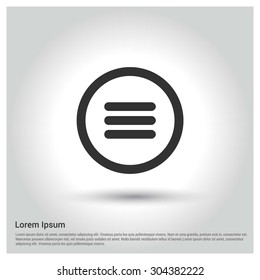 menu icon. Circle concept Shadow web buttons. vector illustration. Flat design style