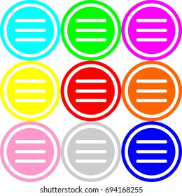 Menu icon , circle sign design with different colors
