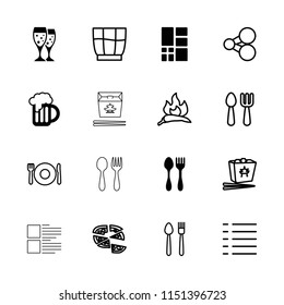Menu icon. collection of 16 menu filled and outline icons such as beer mug, grid, chili, share, chinese fast food, pizza, drink. editable menu icons for web and mobile.