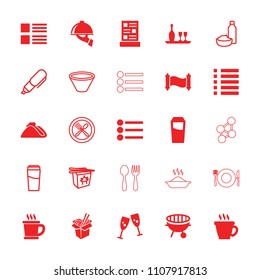 Menu icon. collection of 25 menu filled and outline icons such as drink, coffee, glasses clink, noodles fast food, bbq, dish serving. editable menu icons for web and mobile.
