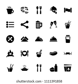 Menu icon. collection of 25 menu filled icons such as chili, coffee, glasses clink, hot dog, chinese fast food, pizza, spoon and fork. editable menu icons for web and mobile.