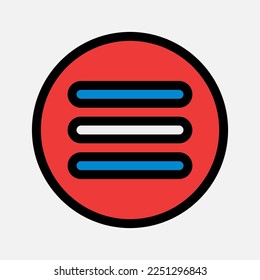 Icono de menú en estilo de línea rellena sobre elementos esenciales, uso para presentación de aplicaciones móviles del sitio web