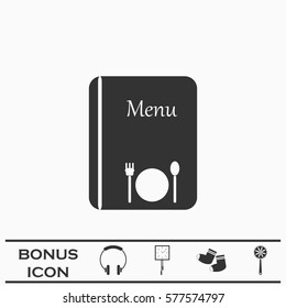 Menu icon flat. Black pictogram on white background. Vector illustration symbol and bonus button