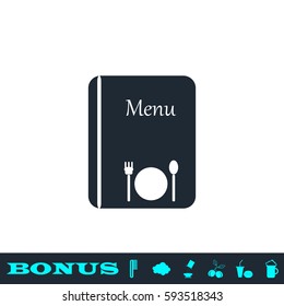 Menu icon flat. Black pictogram on white background. Vector illustration symbol and bonus button