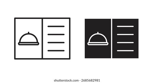 Icono de menú plano logo en blanco y negro