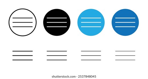 Menu icon Flat simple outline set