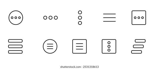 Menu icon. Hamburger web, mobile app, vector buttons for website UI navigation. Hamburger, burger line app menu for home, drop list and application drawer, more menu bars mobile app, ui, ux