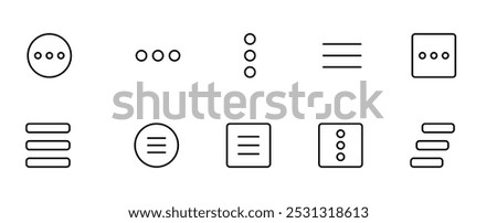 Menu icon. Hamburger web, mobile app, vector buttons for website UI navigation. Hamburger, burger line app menu for home, drop list and application drawer, more menu bars mobile app, ui, ux