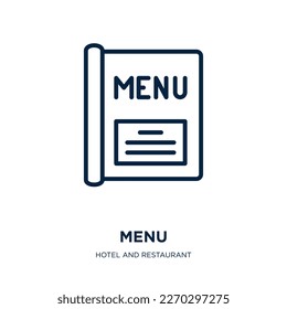 menu icon from hotel and restaurant collection. Thin linear menu, internet, website outline icon isolated on white background. Line vector menu sign, symbol for web and mobile