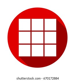 Menu Icon isolated on red background with long shadow. flat icon