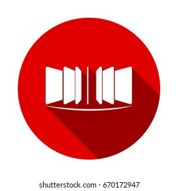 Menu Icon isolated on red background with long shadow. flat icon