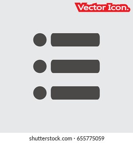 Menu icon isolated sign symbol and flat style for app, web and digital design. Vector illustration.