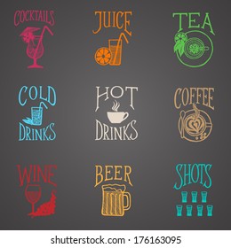 MENU ICON - Latino style Drinks colorful on blackboard