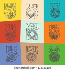 MENU ICON - Latino style Meals icon on color background