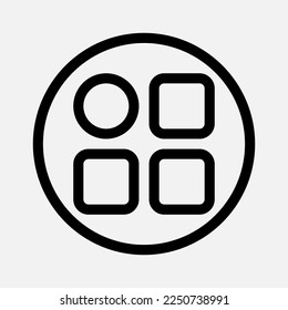 Icono de menú en el estilo de línea sobre elementos esenciales, uso para presentación de aplicaciones móviles del sitio web
