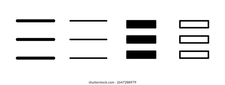 Ícone do menu design do logotipo. símbolo e símbolo do menu web. símbolo do menu hamburger