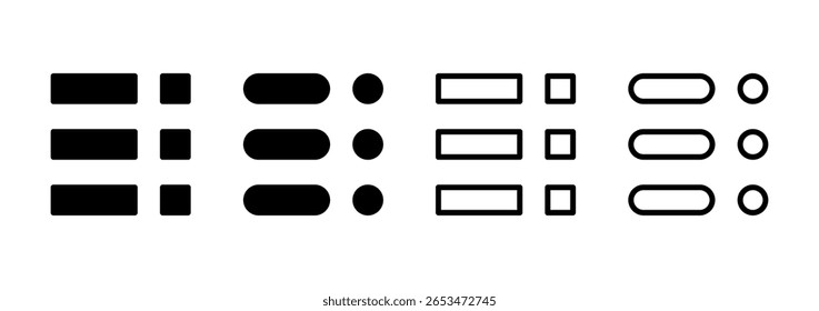 Ícone do menu design do logotipo. símbolo e símbolo do menu web. símbolo do menu hamburger