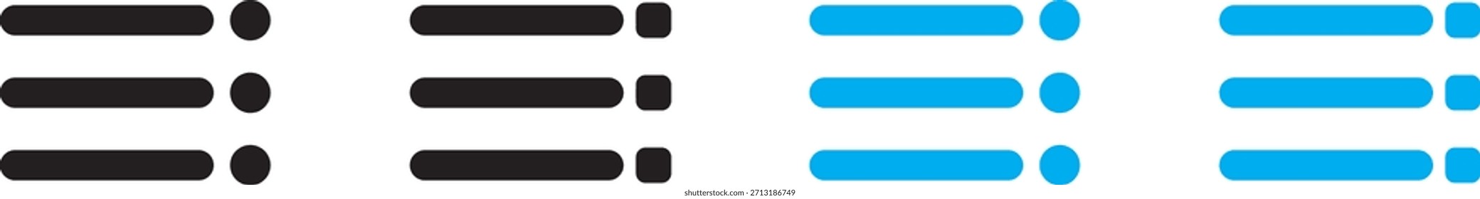 Icono de menú en estilo de línea de trazo moderno. Iconos del menú de navegación del Sitio web. Vector Conjunto de Elementos de diseño UI. Diseño de interfaz Icono de Vector Conjunto de menú de hamburguesa.