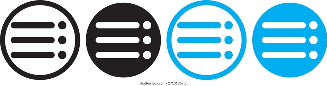 Menu icon in modern stroke line style. Website Navigation Menu Icons. Vector Set of UI Design Elements. Interface Design Vector Icon Set of hamburger Menu.