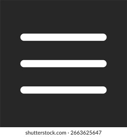 Ícone de menu para navegação ou opções. Fundo: preto.