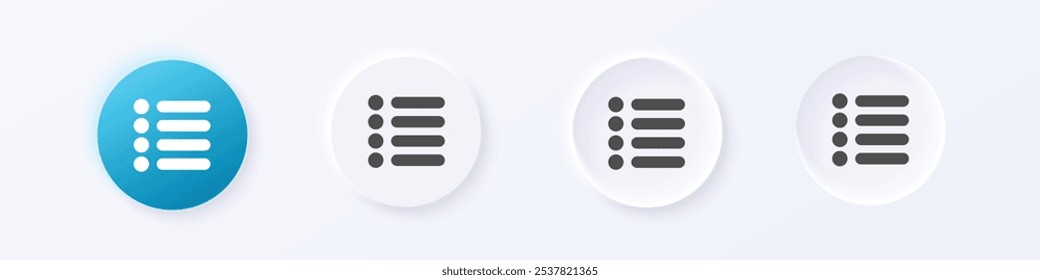 Menu icon. Neumorphism round style button design vector