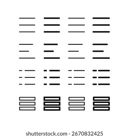Conjunto de ícones de menu, ícones pretos, elementos de UI, design de aplicativo.