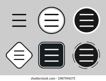 menu icon set. Collection of high quality black outline logo for web site design and mobile dark mode apps. Vector illustration on a white background