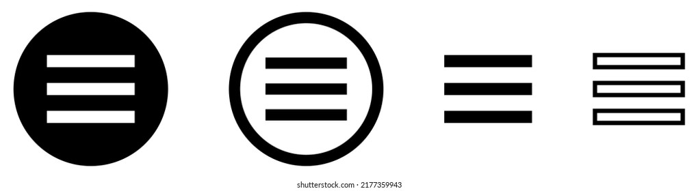 Menu icon set. Hamburger menu symbols. Vector illustration isolated on white background