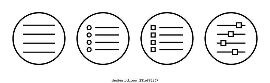 Icono de menú, ilustración. símbolo y signo de menú web. símbolo del menú hamburguesa