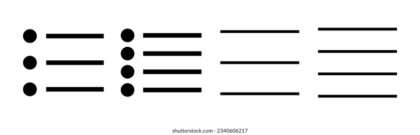 Icono de menú, ilustración. símbolo y signo de menú web. símbolo del menú hamburguesa