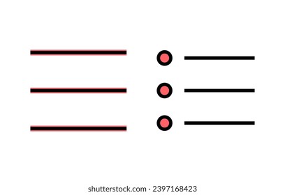 Icono de menú, ilustración. símbolo y signo de menú web. símbolo del menú hamburguesa