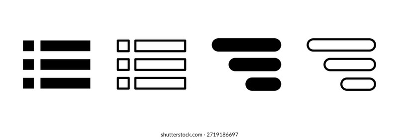 Conjunto de iconos de menú. Icono del menú del Web. símbolo del menú de la hamburguesa