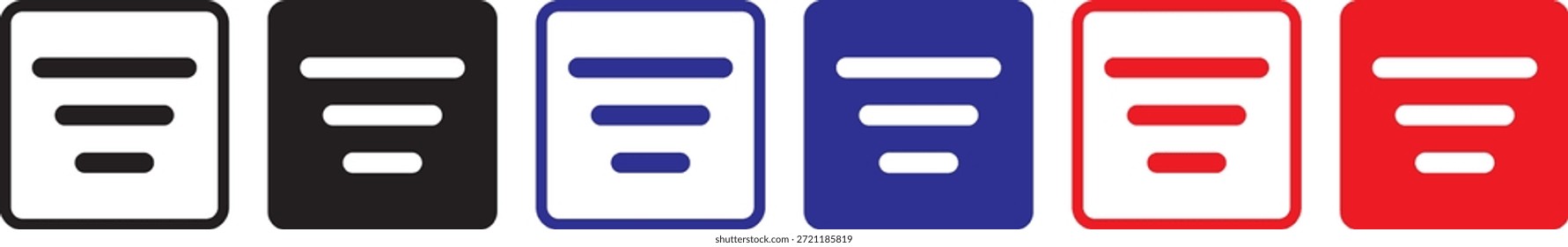 Conjunto de iconos de menú. Símbolo de navegación por Sitio web. Web de hamburguesas. Signo de menú de lista. Iconos de hamburguesa App. Hamburguesa icono de línea de menú hamburguesa interfaz de menú línea simple, mínimo ui hamburguesa emergente