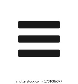 Menu icon. Settings bars symbol. Web and application sign. Simple flat shape button. Vector illustration image. Black silhouette isolated on white background.