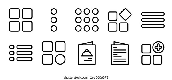 Ícone de menu planilha de múltiplos conceitos coleção