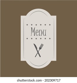 a menu icon with some text, stars and utensils