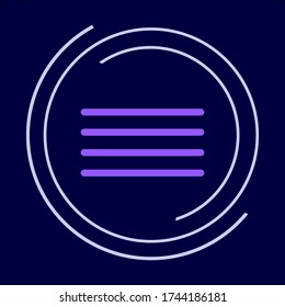 menu icon, 
stylish menu icon for web site, 
button for mobile phone application, 
purple menu sign on a blue background in a white circle