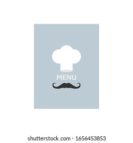 Menu icon template. Restaurant and cafe menu, chef hat and mustache
