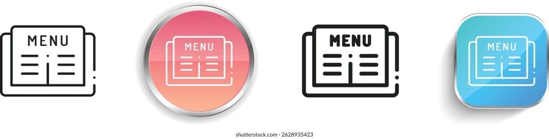 menu icon. Thin Linear, Regular and Button Style Design Isolated On White Background