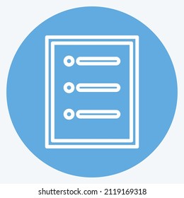 Menu Icon in trendy blue eyes style isolated on soft blue background
