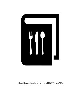 Menu icon vector. Book vector illustration. Book icon with cutlery symbol