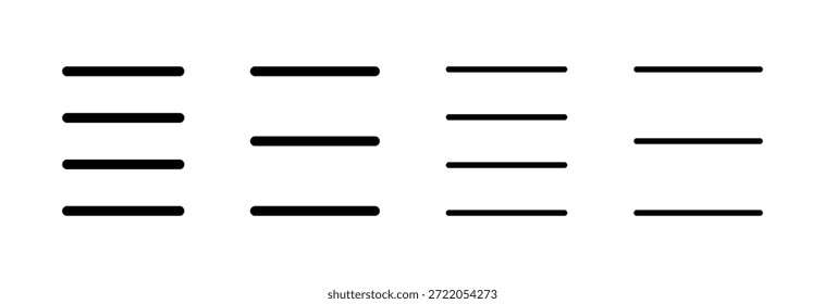 Icono de menú Ilustración vectorial. símbolo y símbolo del menú del Web. símbolo del menú de la hamburguesa