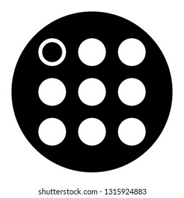 Menu icon, vector on black circle. White background